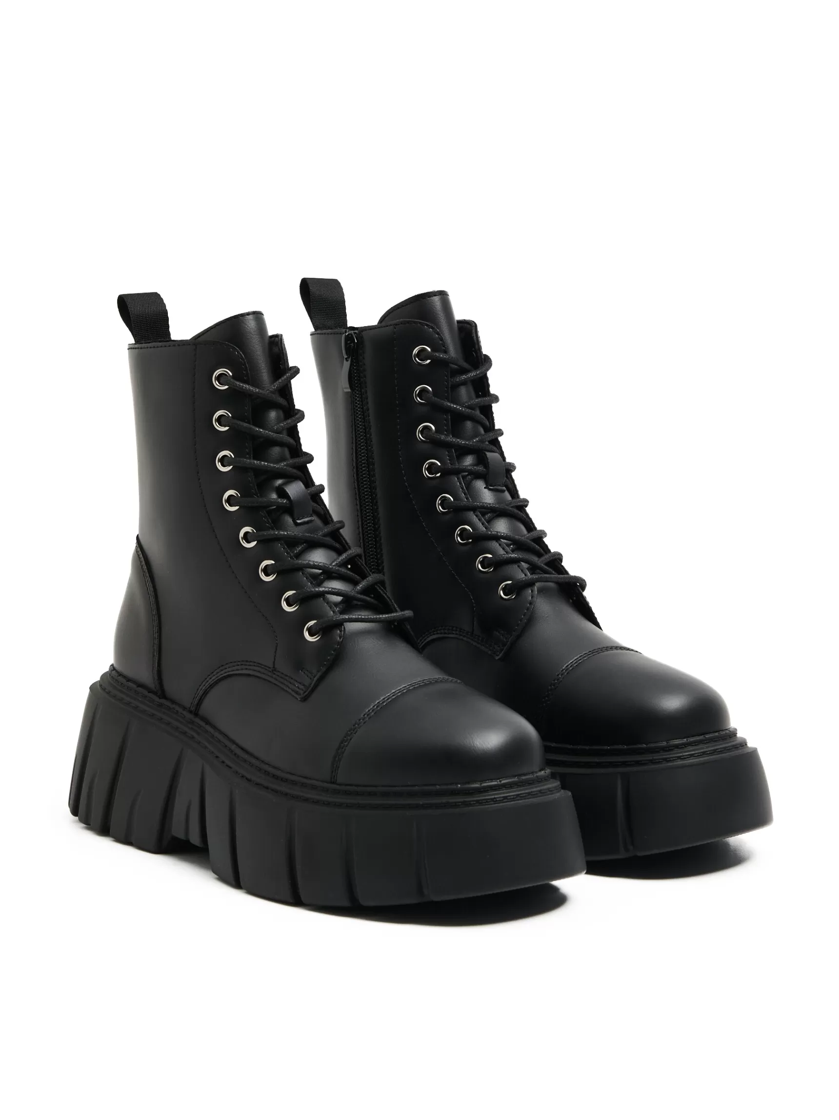 Cropp Stiefeletten, Stiefel>Ankle Boots in Leder-Optik Schwarz