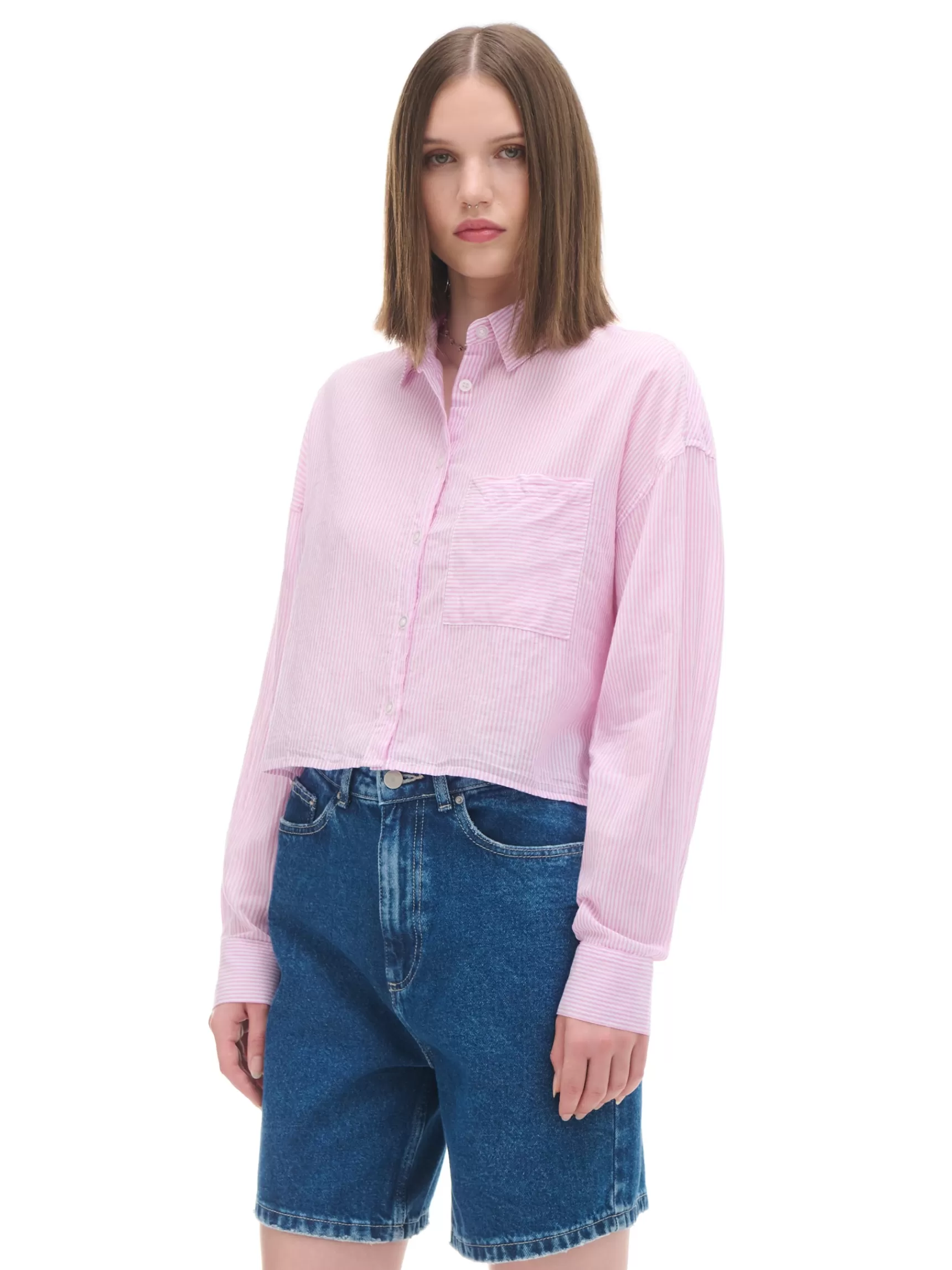 Cropp Hemden, Blusen>Hemd mit Tasche Pastellrosa