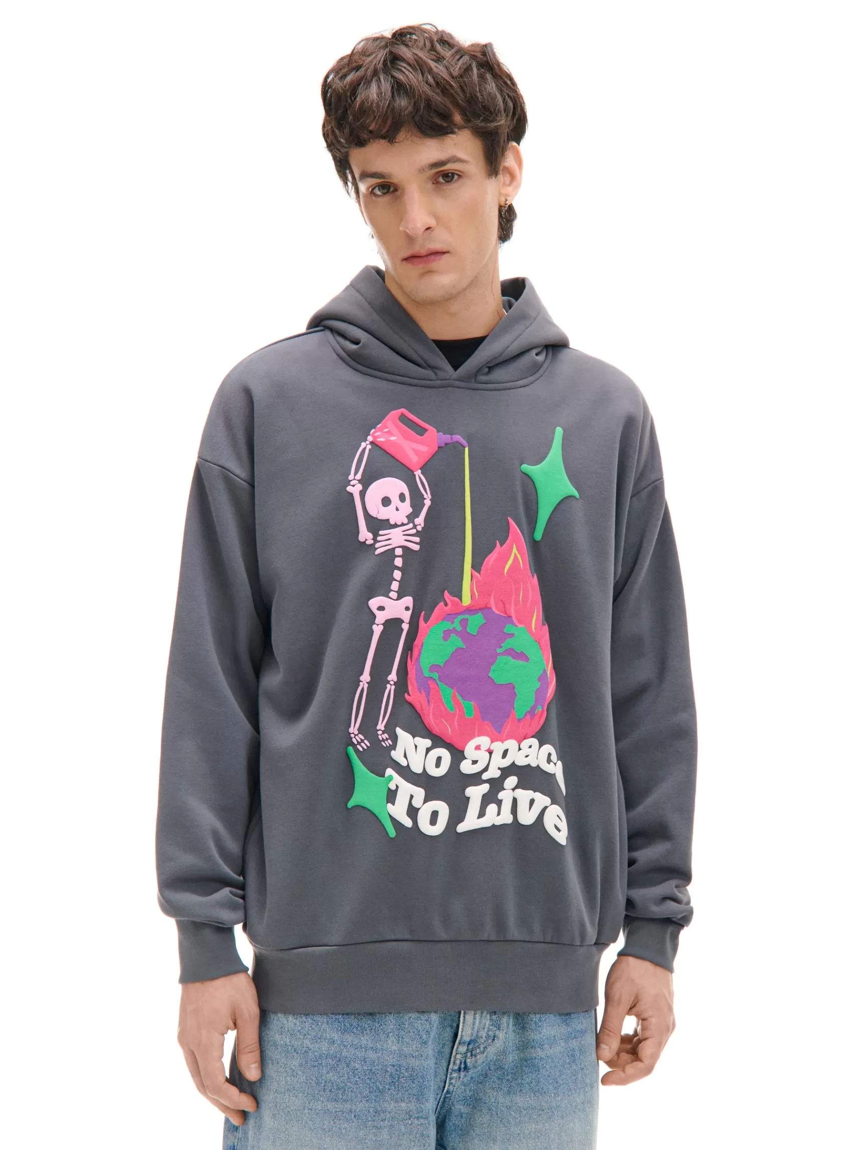 Cropp Sweatshirts>Hoodie mit Druck Grau