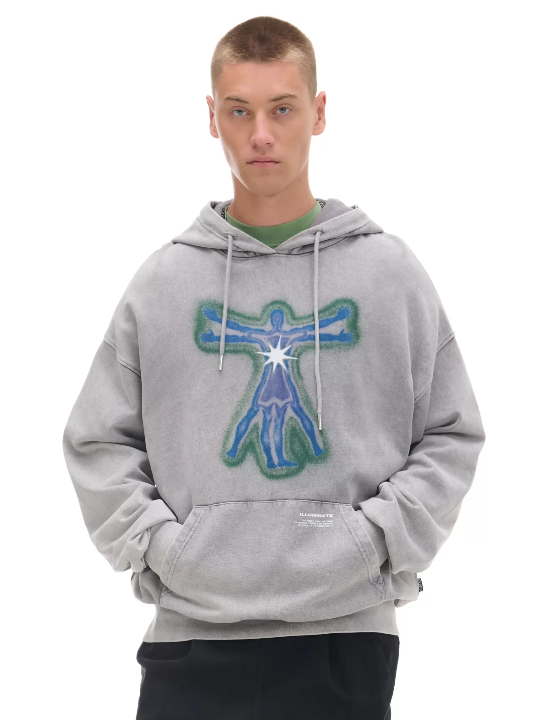 Cropp Sweatshirts>Hoodie mit Druck Grau
