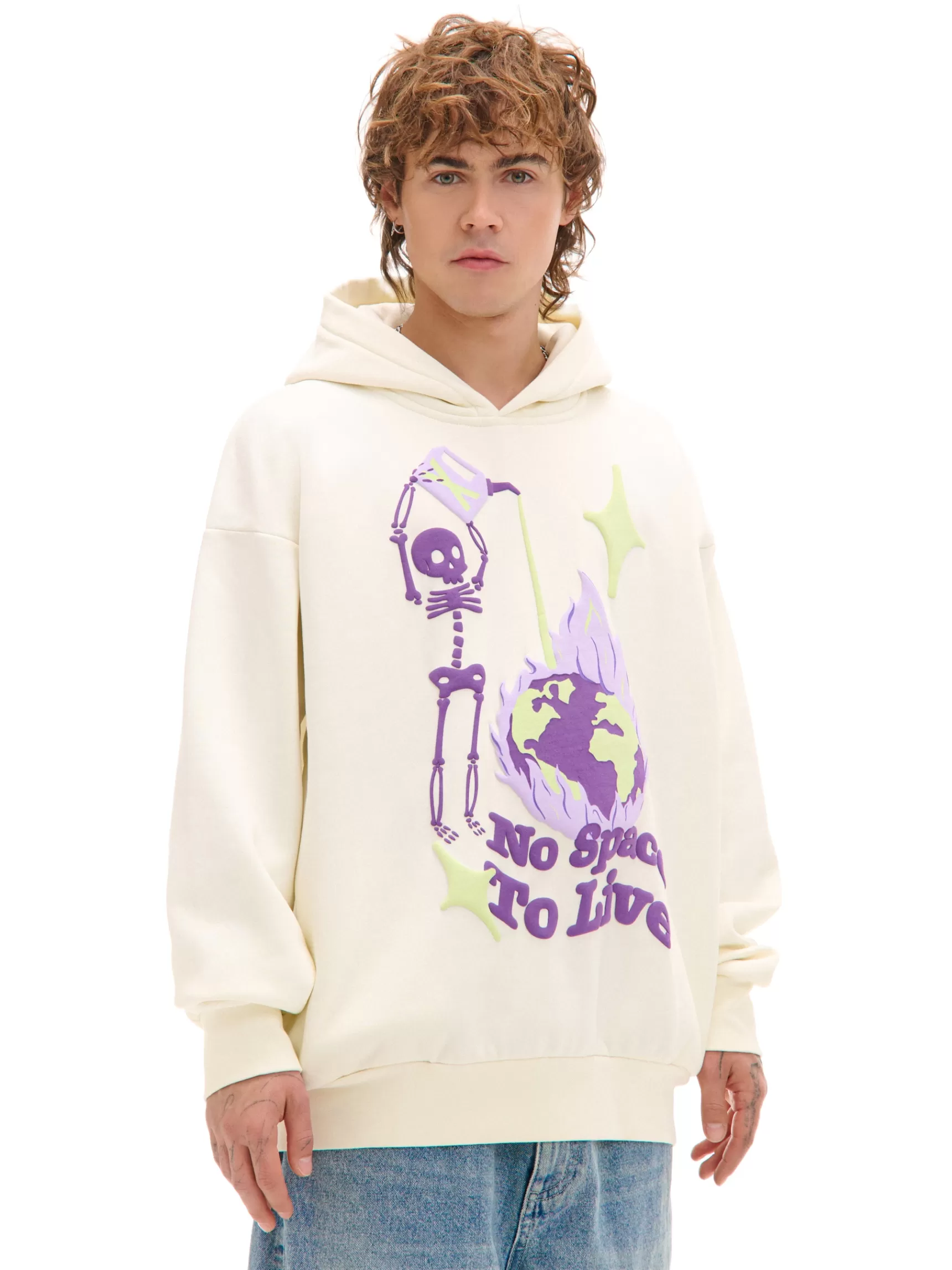 Cropp Sweatshirts>Hoodie mit Druck Creme