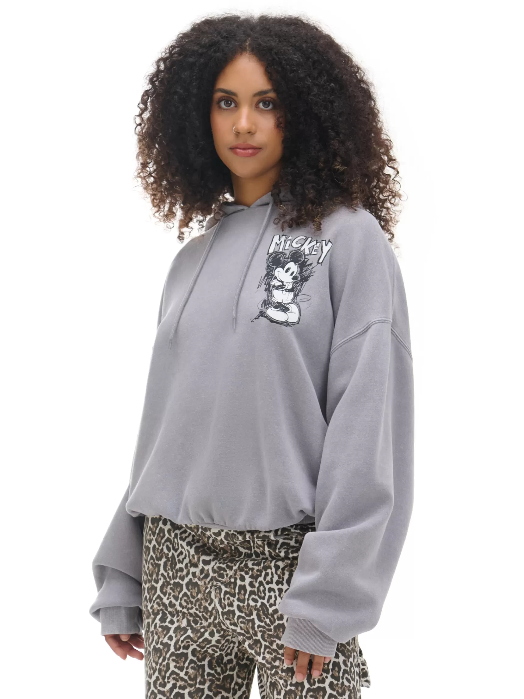 Cropp Sweatshirts>Hoodie mit Druck Mickey Mouse Grau