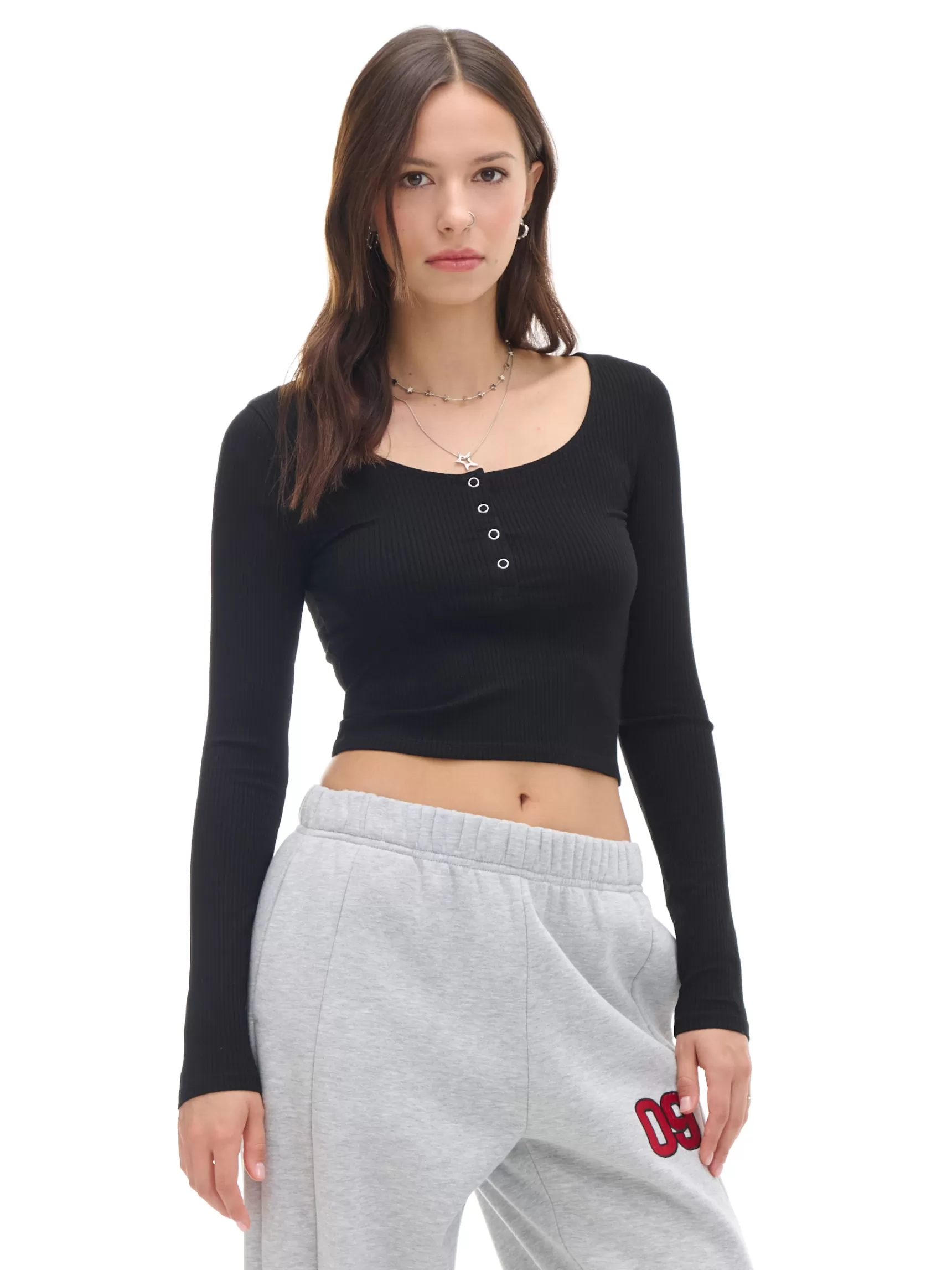 Cropp T-shirts, Tops>Langarmshirt Schwarz