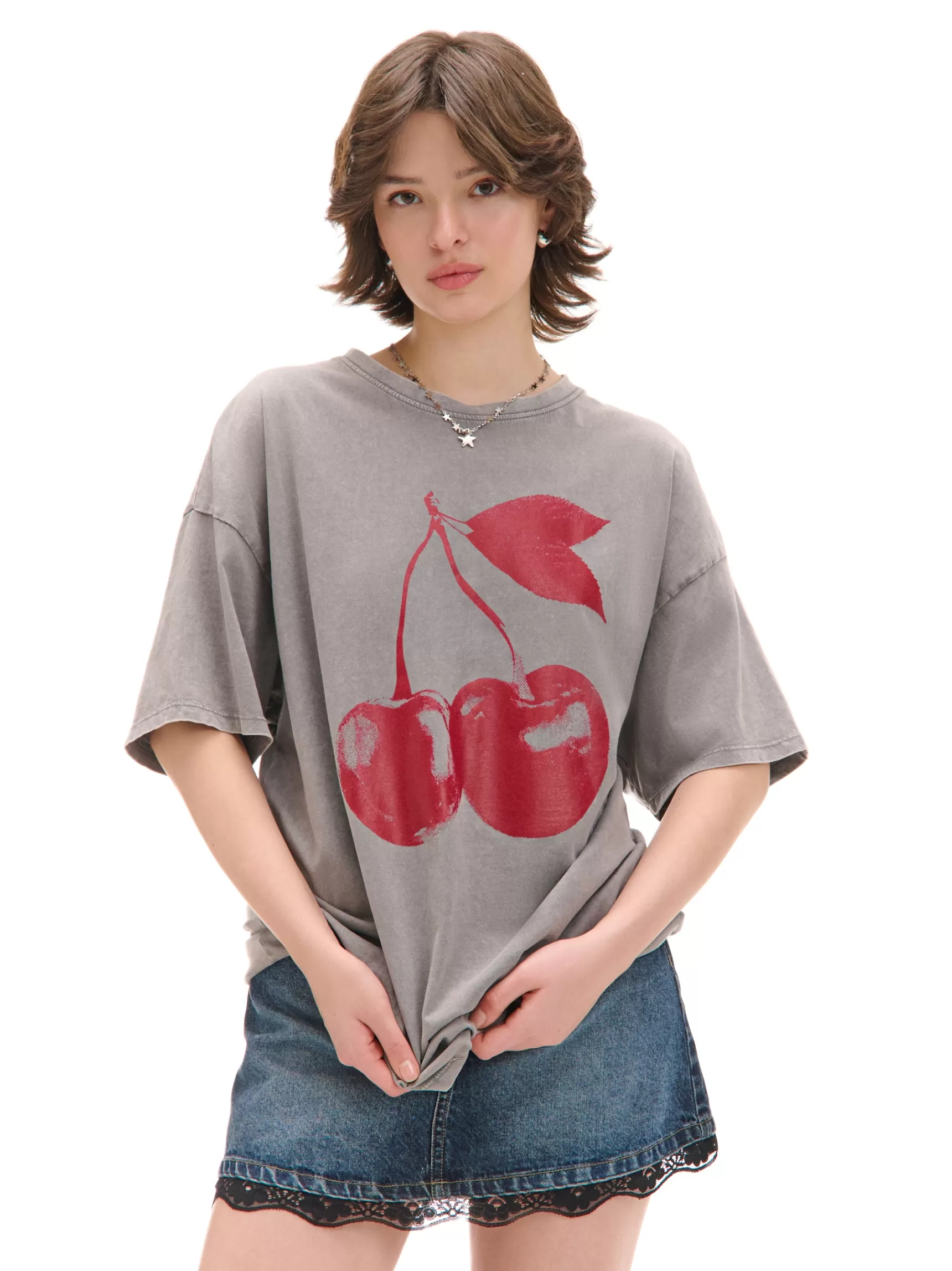 Cropp T-shirts, Tops>T-Shirt mit Aufdruck Grau