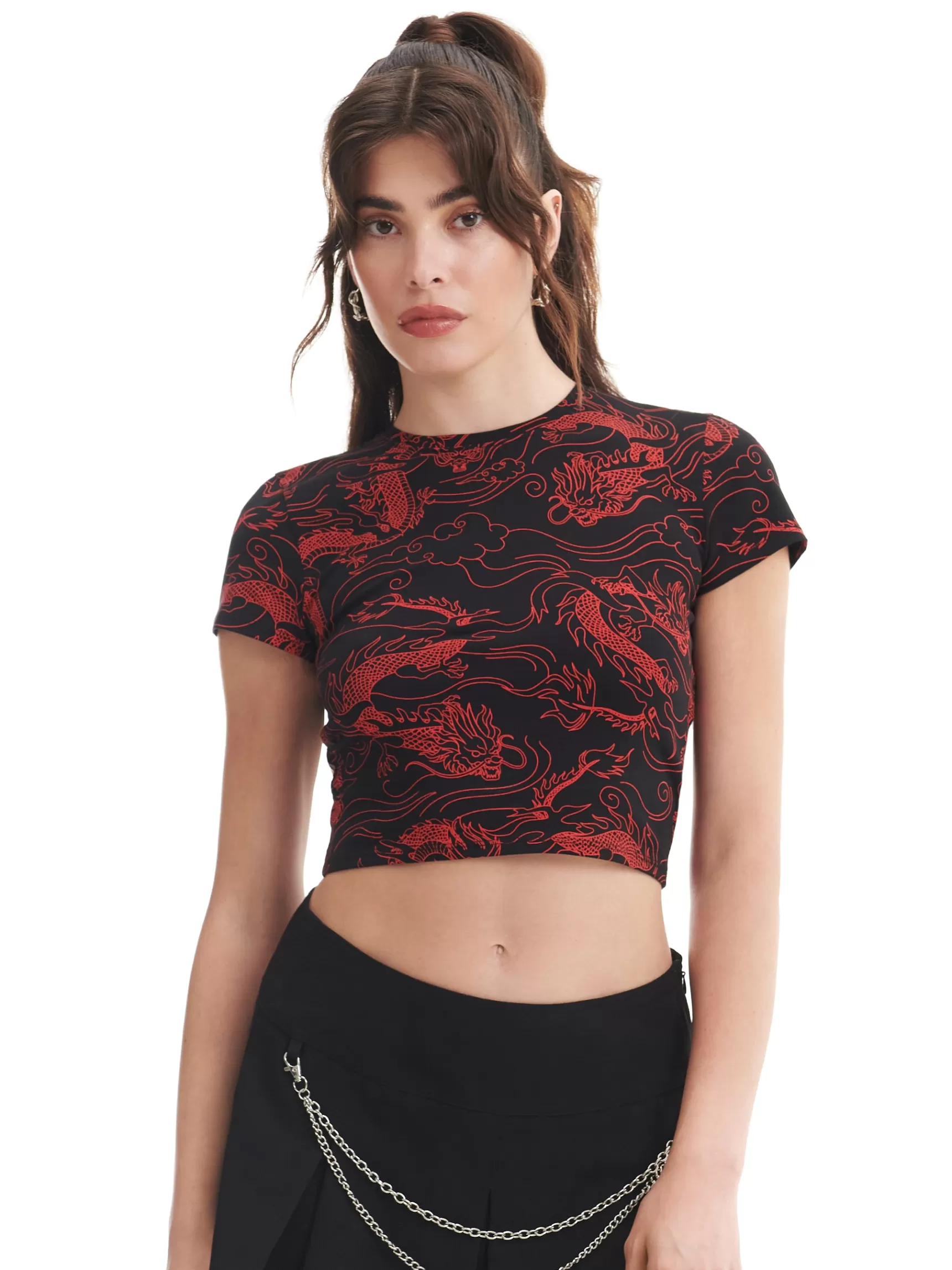 Cropp T-shirts, Tops>T-shirt mit Print Schwarz